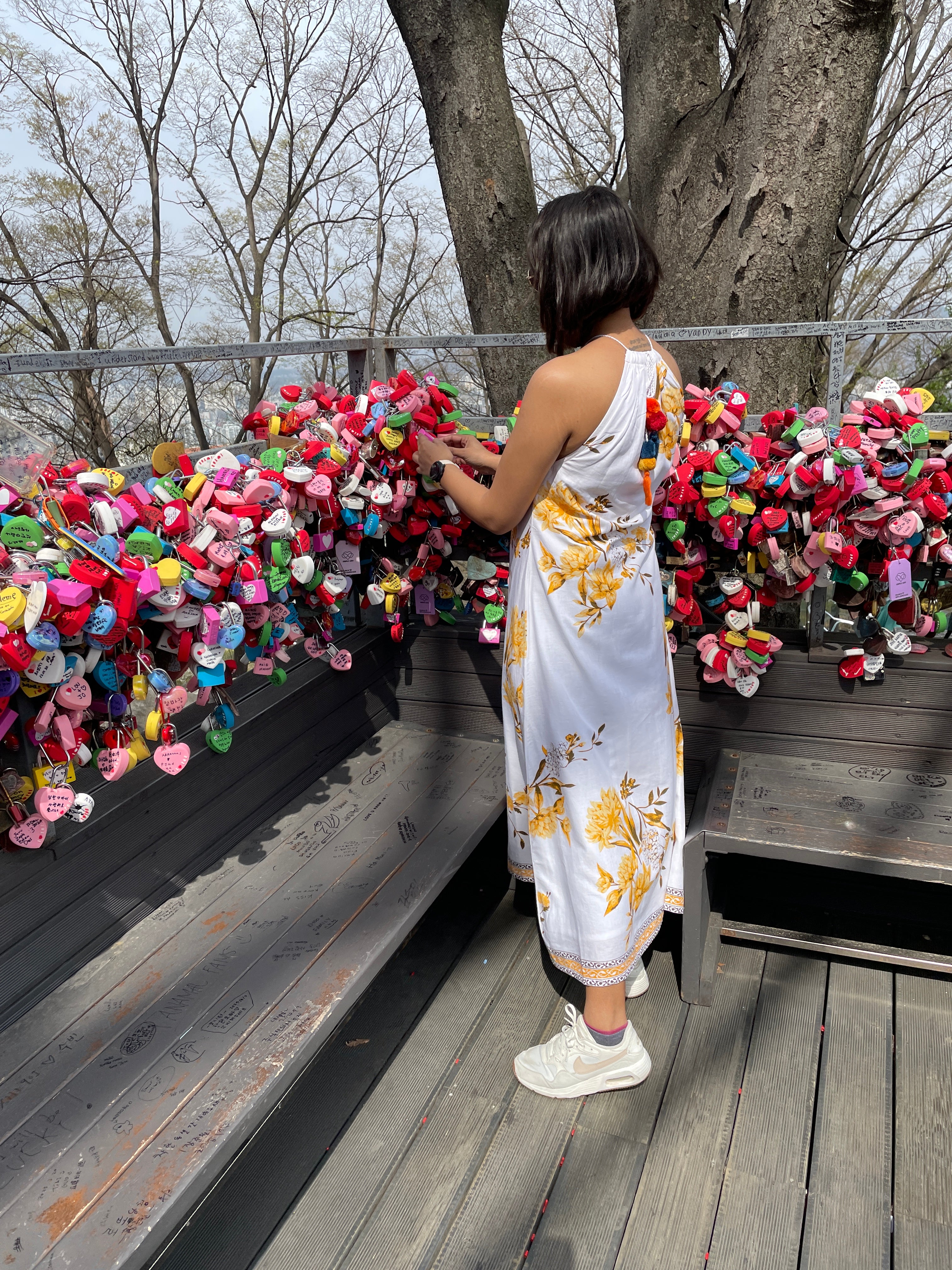 White Yellow Flower Halter Maxi Dress image 2